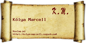 Kólya Marcell névjegykártya